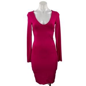 Kookai Women's Pink Long Sleeve Scoop Neck Cut Out Mini Bodycon Dress Size 1